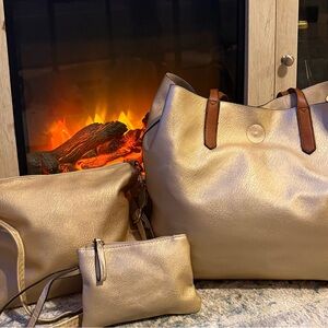 Elegant Gold Tote Bag Set
